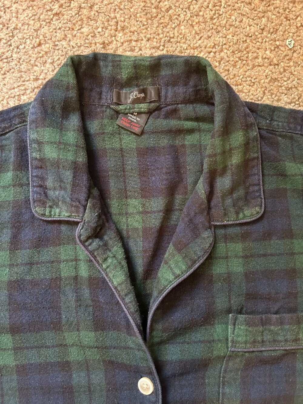 J. Crew Flannel Pajama set in black watch plaid